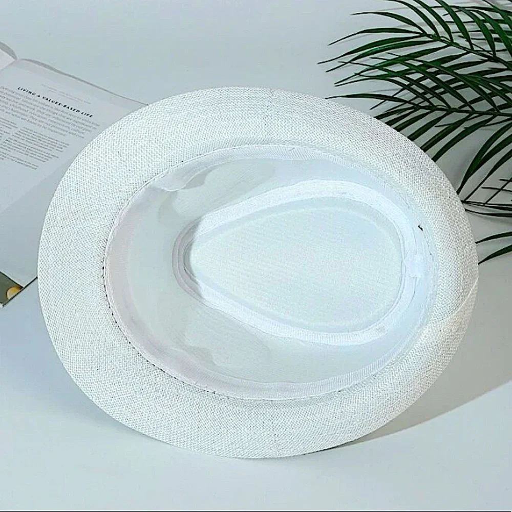 NEW FEDORA BELTED STUD WOVEN MINIMALIST HAT - Picture 4 of 4